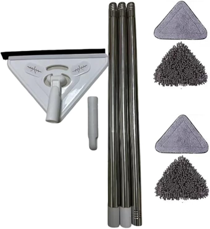 3/5PCS Extended mop Large Triangular with Thickened Rod for Wiping Glass Ceiling Cleaning Bathroom Kitchen Ceramic ti(1 mop 4 mops)