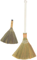 2pcs Handmade Straw Cleaning Broom with Soft Bristle Dust Sweeping Brush Detachable Handle Lightweight 0.28kg 74cm for Living Room and Indoor Household Cleaning