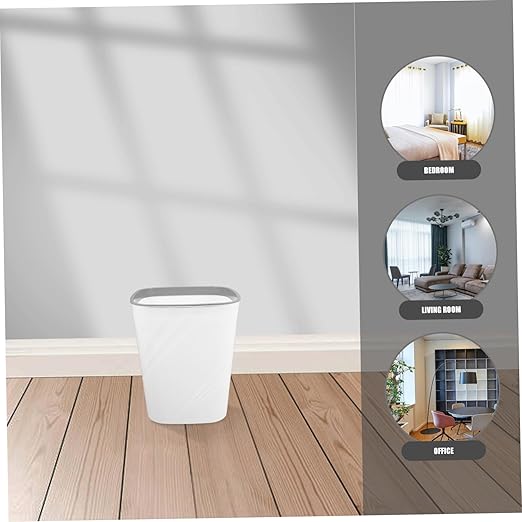 NUOBESTY Slim White Trash Can for Narrow Spaces Large Capacity Office Waste Basket Easy to Clean Design for Bathroom Bedroom Use