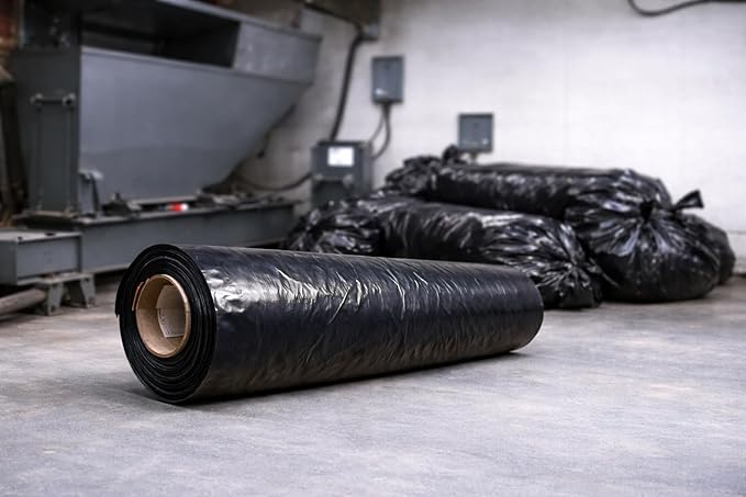 Heavy Duty Black Compactor Bag Tubing — 32 x 244 ft Continuous Roll | Industrial Strength LDPE Plastic | Extra-Wide Custom Length Trash Bags for Commercial Compactors