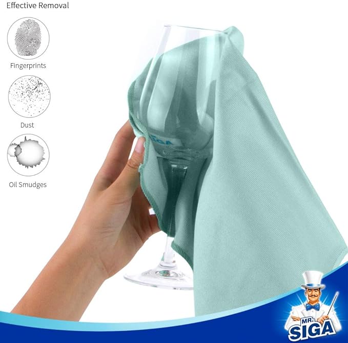 MR.SIGA Ultra Fine Microfiber Cloths for Glass Pack of 12 35 x 40cm 13.7 x 15.7