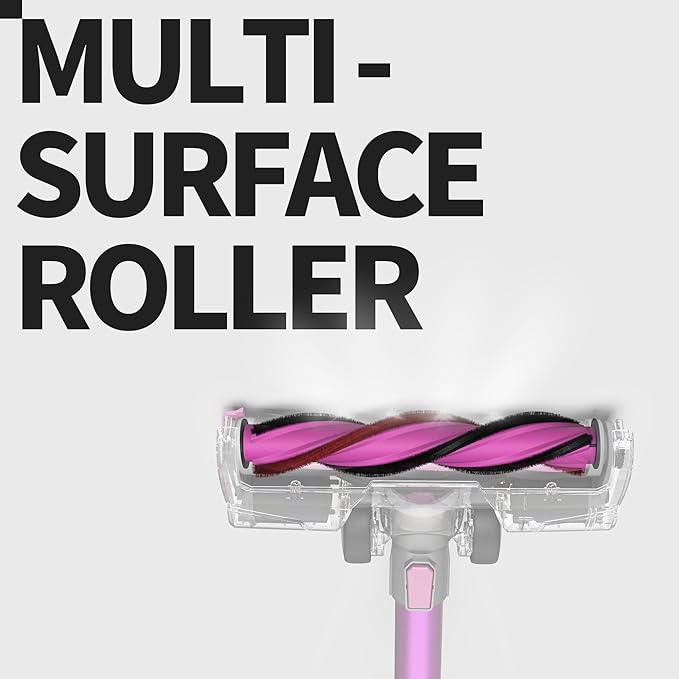 ROOMIE TEC R3 Cordless Stick Vacuum Cleaner Fadeless Suction Power for Floor and Carpet Up to 43 Min Powerful Battery Bagless Large Capacity Extra Wide Roller LED Headlights and HEPA Filtration