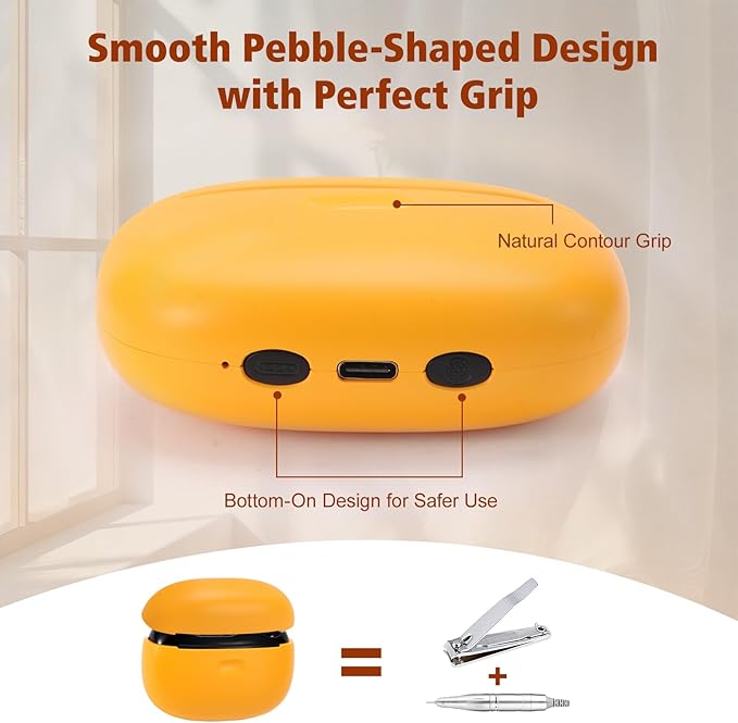 Electric Nail Clipper 2 in 1 Nail Care Tool with Filing Function Safe &amp Gentle Nail Trimmer with LED Light Quiet and Effortless Rechargeable for Adults &amp Seniors (Yellow)