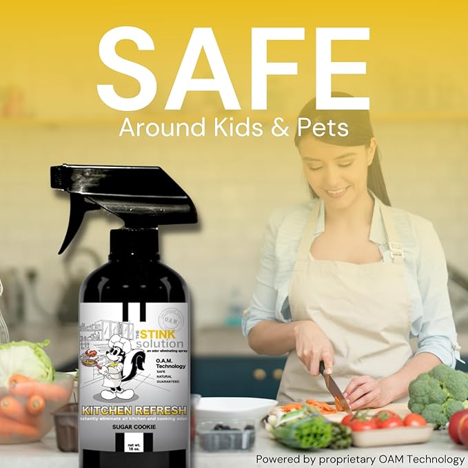 The Stink Solution Kitchen Odor Eliminator For Strong Odor: Garbage Can &amp Refrigerator Deodorizer Cooking &amp Trash Smell Remover - 1 16 oz 1 4 oz (Sugar Cookie Scent)