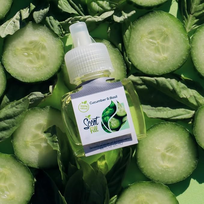 Scent Fill 100% Natural Cucumber Basil Plug in Air Freshener Scented Oil Refills 3 Refills