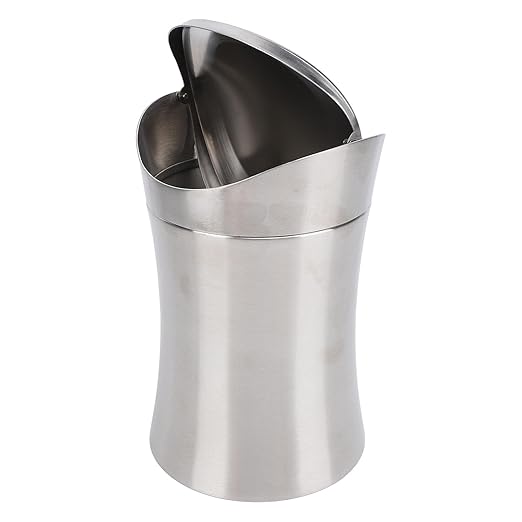 Compact Mini Countertop Trash Can 304 Stainless Steel 1.5 Gallon with Swing Lid - Odor Control Easy Clean Design Tiny Garbage Desktop Trash Cans Ideal for Home Office Bathroom Use