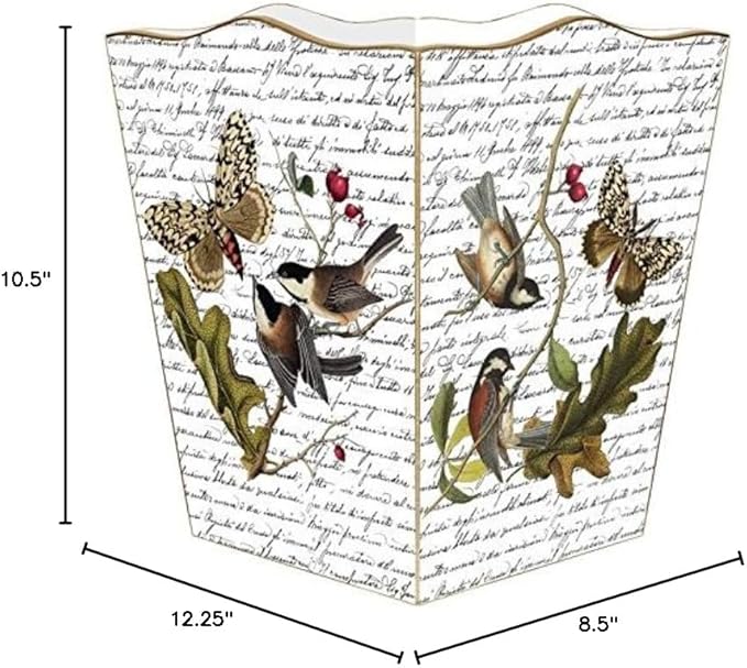Marye-Kelley WB350-Birds with Butterflies on Writing Wastepaper Basket