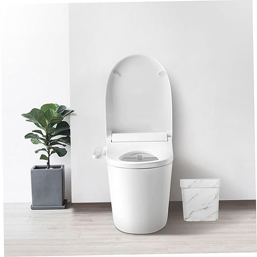 OUNONA Marble Trash Can Bathroom Decorative Waste Basket Small Trash Can for Bathroom