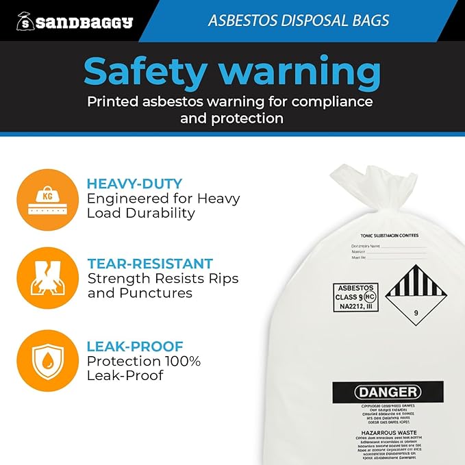 Asbestos Disposal Bags – 33 x 50 Clear Polyethylene 6 Mil Made in USA - Sandbaggy (75)