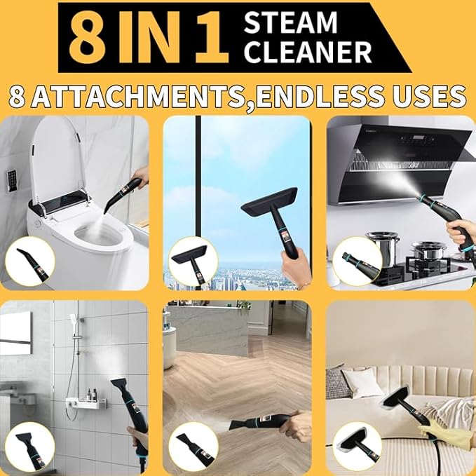 Steam Cleaner 6 Steam Levels 42oz Tank &amp 11 Pieces Accessories 1500W High-Temperature Steam Cleaner for Home Steamer for cleaning Car Tile Floor