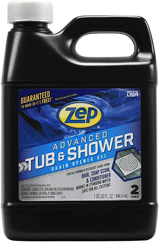 Zep Advanced Tub and Shower Drain Opener Gel - 32 oz (Case of 12) U49210 - Formulated For Hair Soap and Conditioner