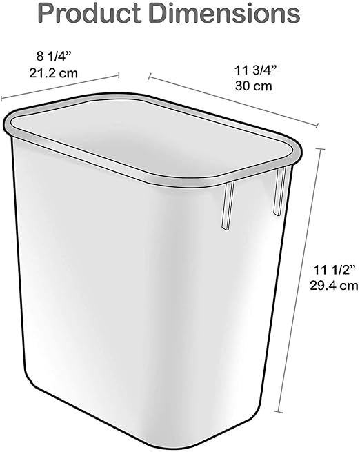 Acrimet Wastebasket Deskside Bin 3.25 Gallon/13 Quart/ 12 Liter (Plastic) (Light Gray Color) (Set of 4)