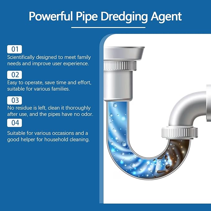 Drain Cleaner - Unclog Kitchen &amp Toilet Pipes Deep Cleaning Decontamination Agent Fresh Scent(2PCS)