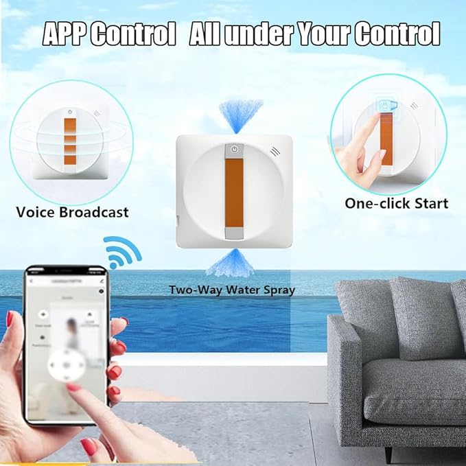 Window Cleaner Robot Intelligent Double-Spray Window Cleaning Robot 3000pa Square Glass Cleaning Robot Remote Control Automatic Glass Cleaner Wet And Dry For Windows Desktops Tiles
