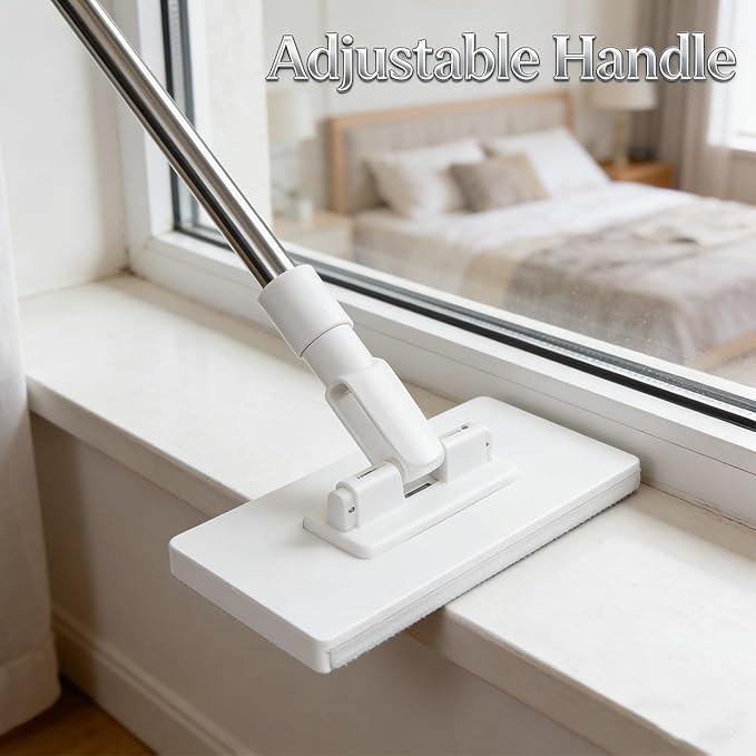 Convenient Cloth Changing Mini Mop Snap Grip Mini Mop Use Any Cloth Retractable Gap Dust Cleaner Flat Mops with Locking Head &amp Sweeping Cloths 40inch Handle for Multi-Surface No Wash(2pcs)