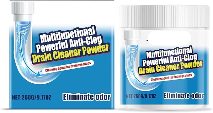 Drain Unclogging Cleaning Powder for Home Kitchen and Bathroom - Rapidly Dissolves Grease &amp Hair Eliminates Blockages &amp Odors(1PCS)