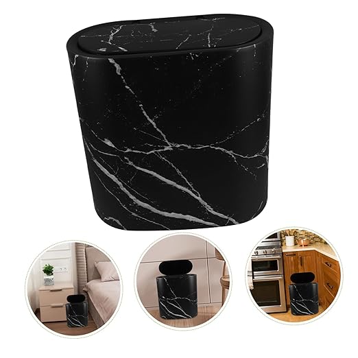 Marble Bathroom Accessory Small Plastic Wastebasket Kitchen Bedroom Decor Living Trash Can