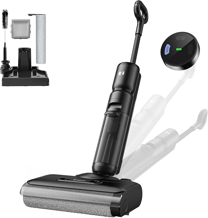 Redroad Wet Dry Vacuum Cleaner22KPa Wet Dry Vacuum Mop with Self-CleaningCordless Vacuum Mop All in OneUp to 75 Mins RuntimeOne-Step Self CleaningAnti-Tangle DesignSmoothDrive TechLightweight