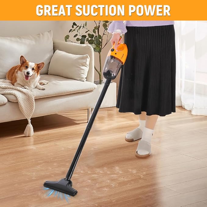 Hoteche Corded Stick Vacuum Cleaner 15KPa Suction Power 0.8L Dirt Capacity High-Efficiency Electric Broom for Home &amp Office Cleaning
