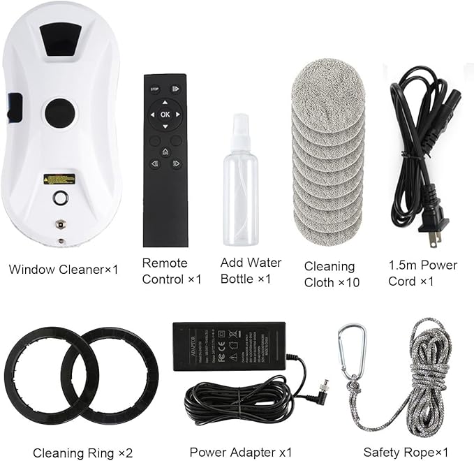Window Cleaner Robot with Ultrasonic 5600PA Auto Water Glass Cleaning Automatic Smart Robot CleanerWindow Vacuum Cleaner with Control Windows/Tiles/Class Door Indoor Outdoor