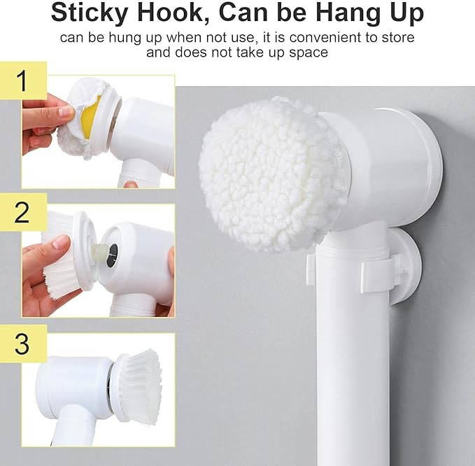 Electric Spin Scrubber Rechargeable Cleaning ToolsGrout Brush Electric Cleaning Brush with 3 Brush HeadsElectric Scrubber Suitable for Bathroom Wall Tiles Floor Bathtub Kitchen
