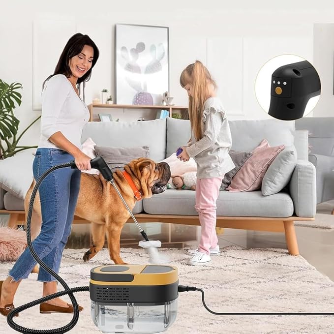 2500W Handheld Steam Cleaner Portable Steam Cleaner 1600ML 3 Gear Adjustable for Cleaning Upholstery Bathroom Grout and Tiles Car Detailing Black