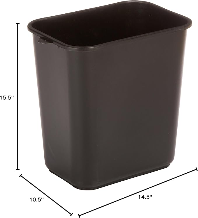 Impact 7702-5 Pinch'm Plastic Rectangular Soft-Sided Wastebasket 28 qt Capacity 14-1/2 Length x 10-1/2 Width x 15-1/2 Height Black (Case of 12)