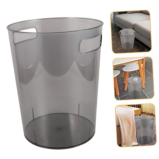 Compact Round Trash Can Handle Stylish Plastic Wastebasket for Home Office Bedroom Kitchen and College Dorm for Recycling and Waste