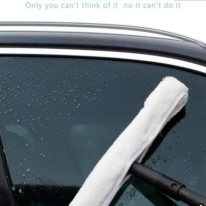Professional Window Cleaning Combo - Squeegee Microfiber Window Scrubber Tool with Handshake T Handle 5 Replacement Cloths - 14.4 Inch Window Washing Squeegee
