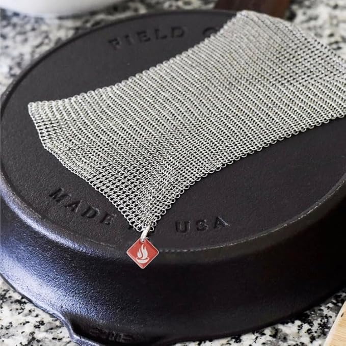Knapp Made Chainmail Dishcloth 7”x5” - Replace Your Dirty Sponge - All Purpose Kitchenware Pots &amp Pans Cleaner - Lasts a Lifetime