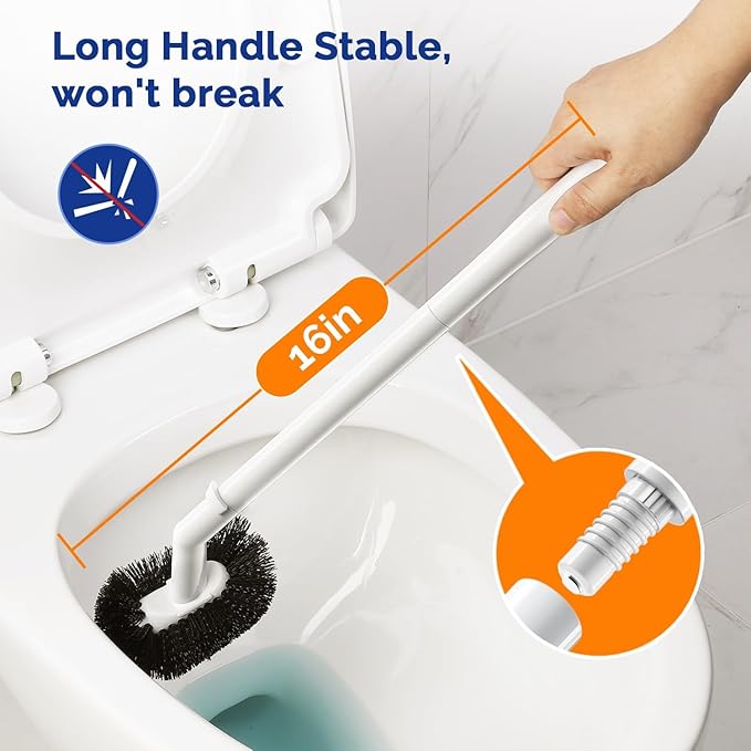 HAMITOR Toilet Plunger and Brush Set for Bathroom Cleaning with Extented Handle - Heavy Duty Toilet Plunger Combo Accessories with Caddy Stand Holder for Small Space - White2 Sets