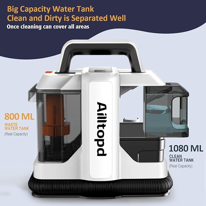 Portable Carpet &amp Upholstery Spot Cleaner Machine Powerful Suction&ampDeep Cleaning Cleaner Machine for Area Rugs Carpet Couch Car Pets with Brushhead and Solution