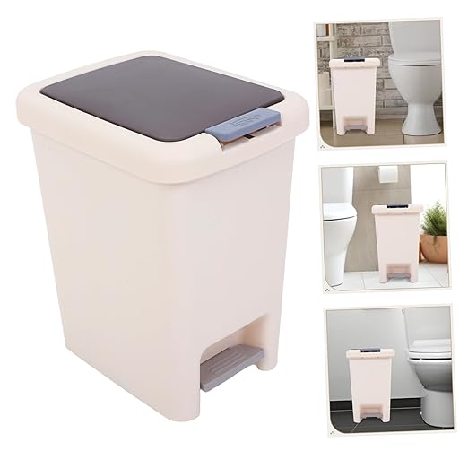 Garneck Foot Pedal Trash Can with Lid Covered Wastebasket for Bathroom Kitchen Office Handsfree Easy to