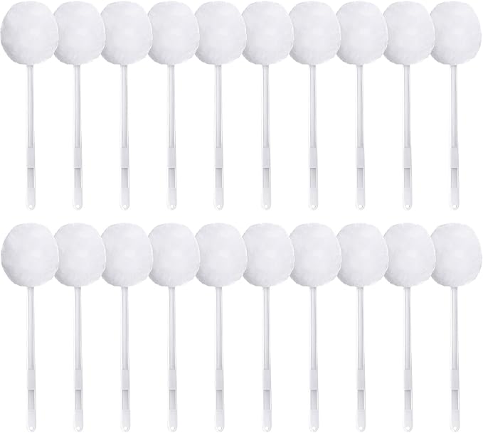 Eaasty Toilet Bowl Brush with Long Plastic Handle Bulk Disposable White Soft Swab Toilet Bowl Cleaners Mop with Silk Cotton Brush for Bathroom 11 x 4.3 Inch(20 Pack)