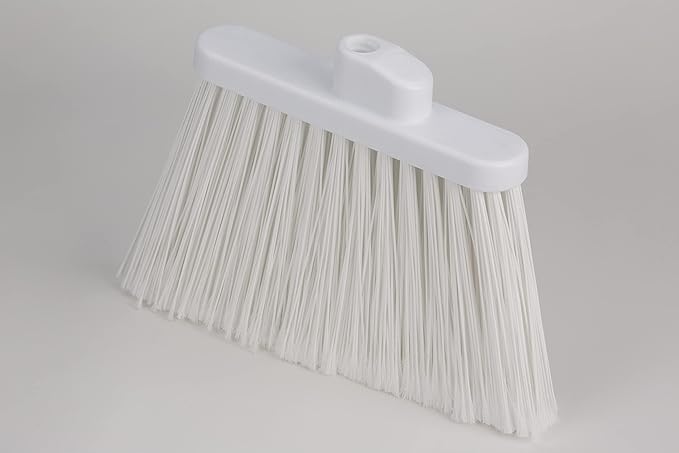 SPARTA 41082EC02 Plastic Color Coded Broom Flagged Bristles Long Broom With Angled Head For Large Debris 56 Inches White