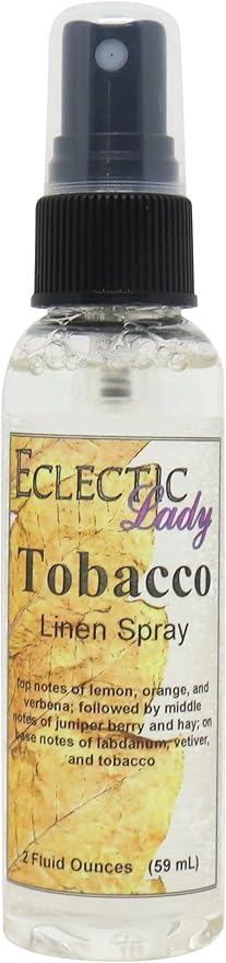 Tobacco Linen Spray (Double Strength) 8 ounces - Eclectic Lady Sheet and Linen Spray - No Artificial Colors Parabens or Preservatives - Long-Lasting Scent for Bed Fabric &amp Pillow