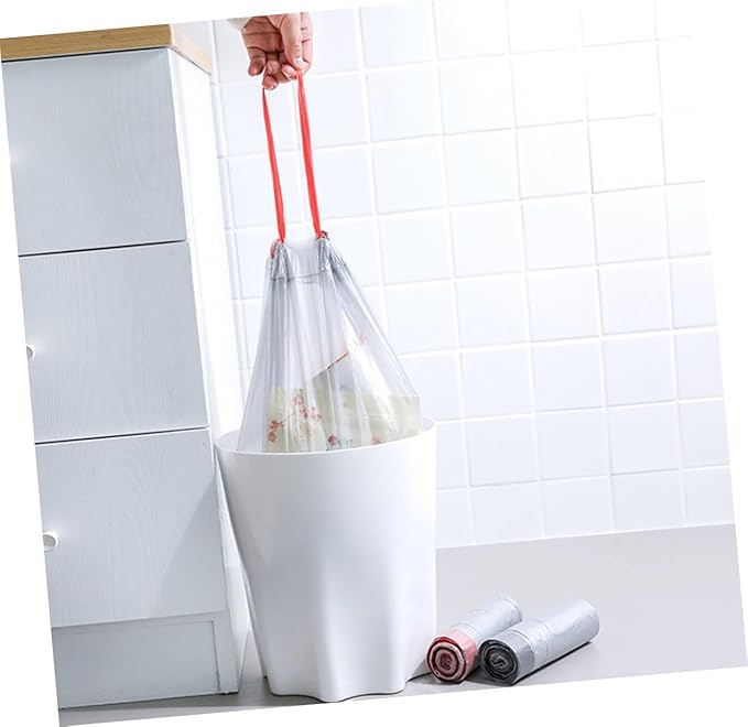 CHILDWEET Drawstring Trash Bags 90pcs Disposable Garbage Bags with Handles for Kitchen and Household Waste Disposal Random Color