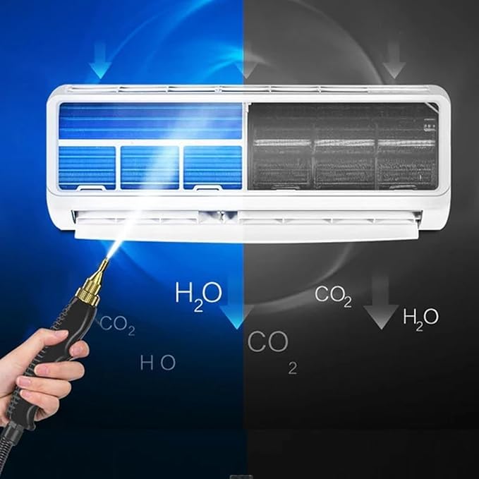Eigoods 2500w Handheld High-Temperature Pressurized Cleaner 2500w Handheld High-Temperature Pressurized Steam Cleanerwith Brush Heads and 1000ml Tank for Home Car Kitchen (Black)