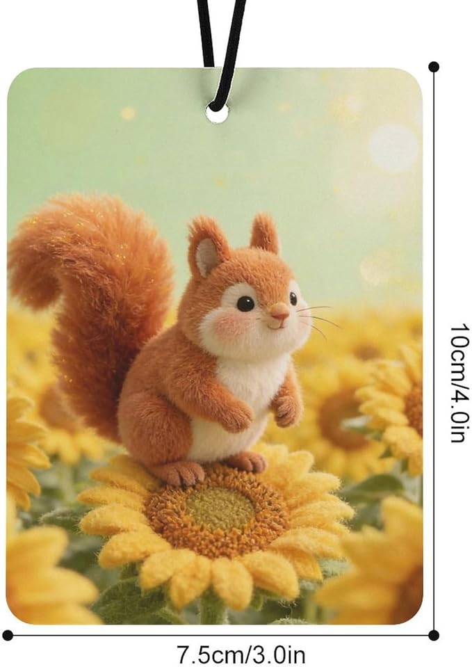 5PCS Car Air Freshener Hanging Personalized Double Sided Sunflower Squirrel Car Fresheners Long Lasting New Cars Scents Cute Automotive Freshies for Closets Drawers (tea)