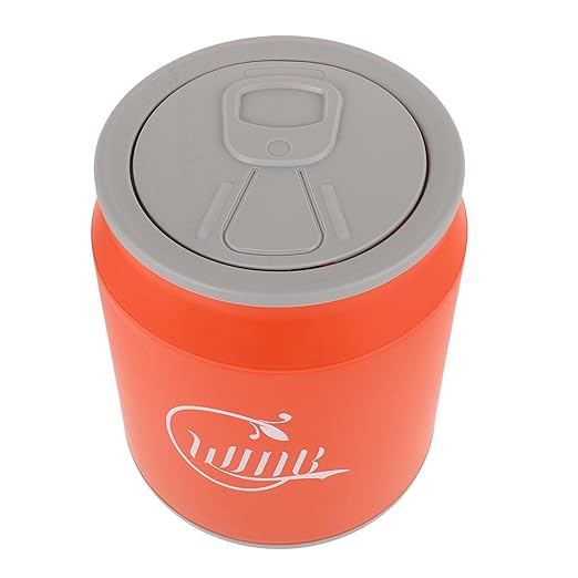 TIDTALEO Soda Can Shaped Trash Can with Press Lid Orange Plastic Wastebasket for Bathroom Bedroom Office Compact Covered Garbage Bin for Home and Car Use