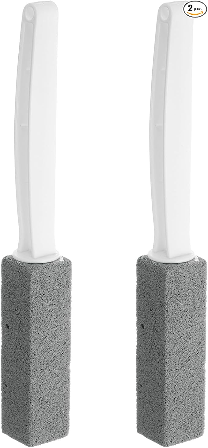 HARFINGTON 2pcs Pumice Stone Toilet Bowl Cleaner with Long Handle for Hard Water Marks Cleaning on Toilets Grills Tiles Grout Sinks Bathtubs Pools WhiteGray
