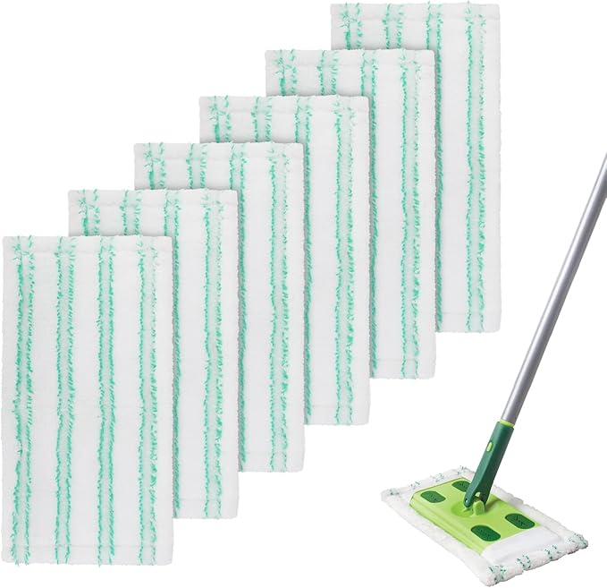 Microfiber Mop Pads Replacement for Quick Shine Hard Surface Floor Polish Mop: Washable &amp Reusable Mop PadWet Dry HardFloor Cleaning Refills (6 Pack)