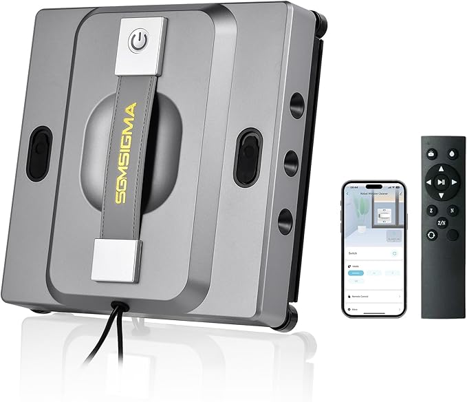 M85 Window Cleaning Robot - 6000PA Strong Suction Compact Robot 6-Way Spray &amp Wet Wiping Auto Edge Detection 4 Cleaning Modes Smart Path Planning Suitable for High-Rise Glass/Tiles