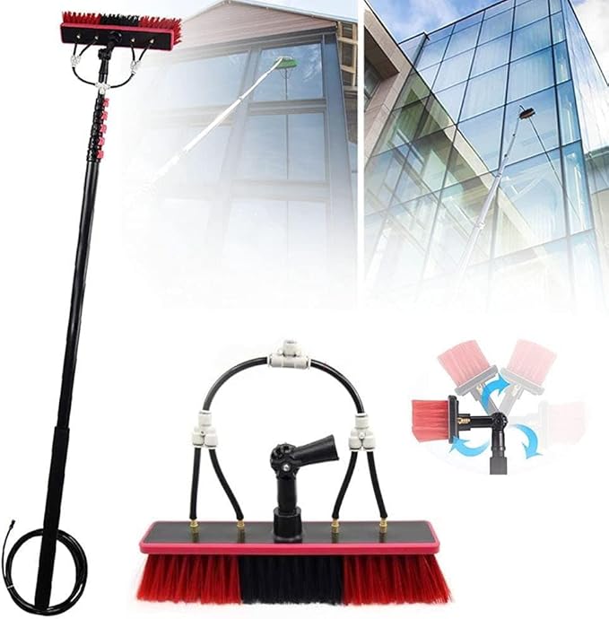 Water Fed Pole KitWindow Cleaning Kit with Extension Pole3.6-10.8M Window Cleaning PoleTall Window Glass Cleaning Poles Telescopic Water Fed Brush Window Washer Wand Washing Tool9M/30FT