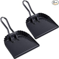 Mumufy 2 Pcs 12 Inch Heavy Duty Metal Dustpan Stainless Steel Large Wide Dust Pans for Household Handheld Scooper Debris Cleaning Tool for Home Garage Studio Courtyard Indoor Outdoor(Black)