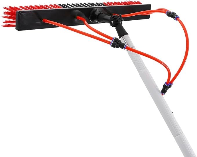 30.18FT Water Fed Pole Kit Adjustable Solar Panel Cleaning Brush Solar Panel Cleaning Kit Cleaner Tool with 65.62ft Hose and 21.65inch Large Brush Head Outdoor Window Washing Equipment Tool Kit