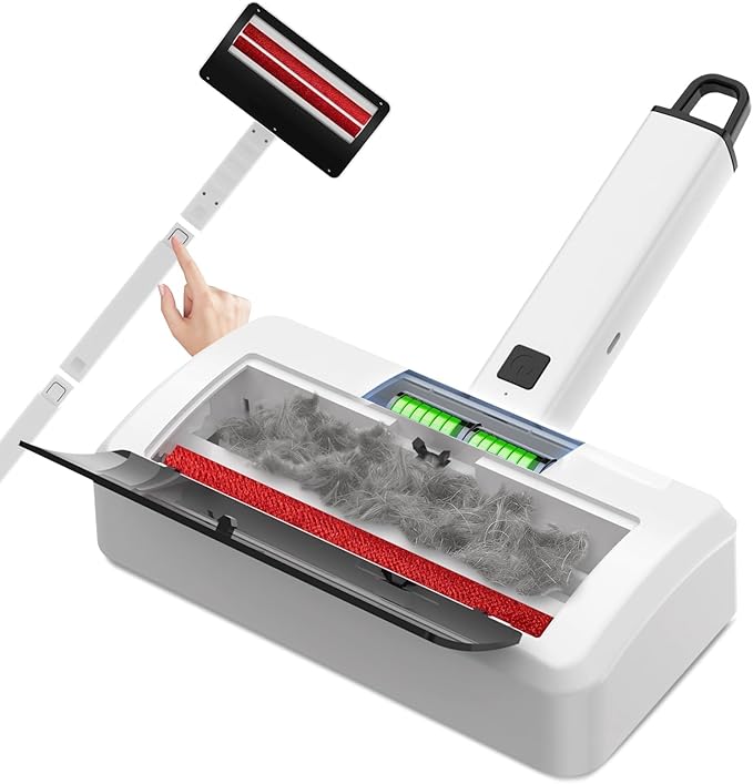 Pet Hair Remover for Carpet Reusable Pet Hair Remover 44 Inch Adjustable Handle Electric Dog Cat Hair Removal Tool for Couch Carpet