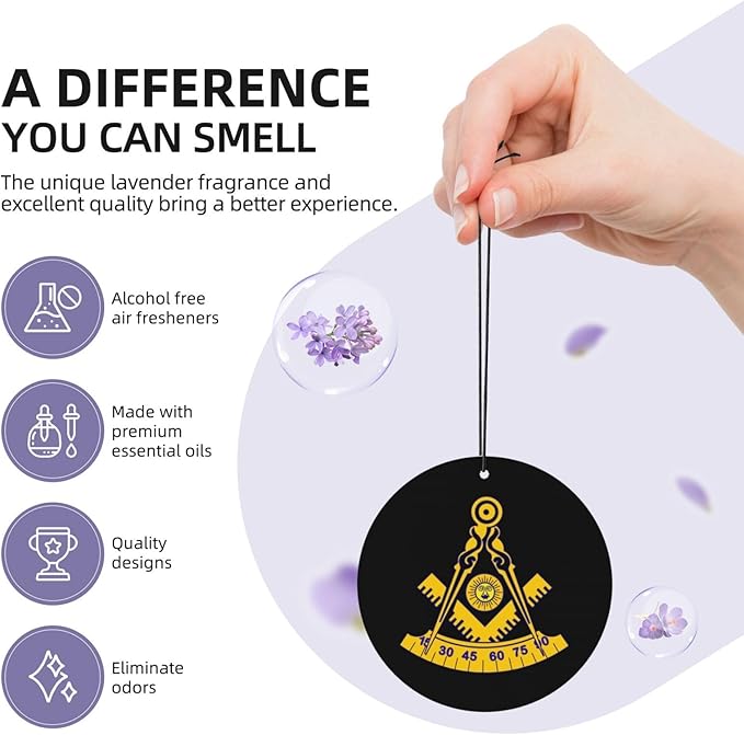 Past Master Masonic Emblem Drive In Freshness: Set Of 4 Car Air Freshener Cards