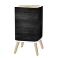 Small Trash Can with Lid Black Grey Wooden Plank wall Texture Old Natural Pattern 2.6 Gallon/10L Garbage Can Waste Bin with Pop-Up Lid Wood Legs Wastebasket for Bathroom Kitchen Bedroom