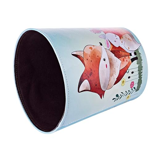 10L/2.64 Gallon Trash Can Decorative Waste Basket PU Leather Waste Paper Basket Waterproof Garbage Can for Bathroom Bedroom Office Kitchen and Living Room - Fox-2